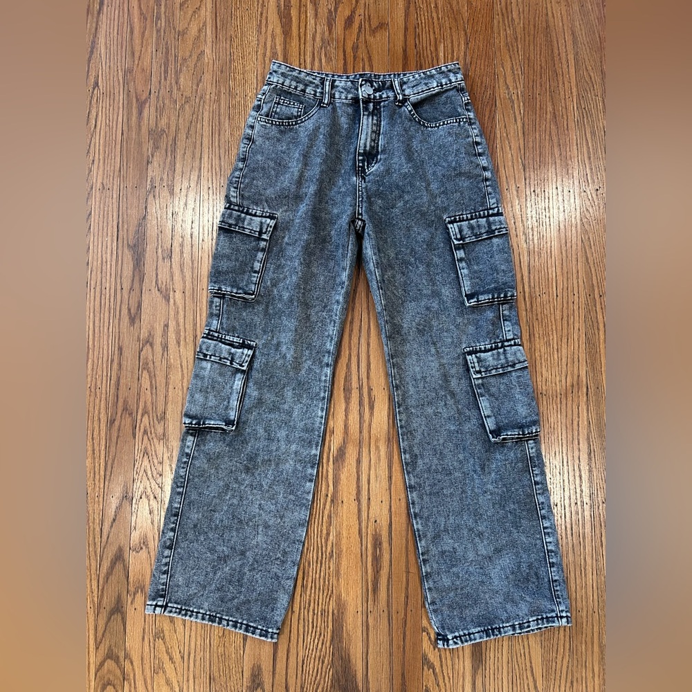 Wide leg Gray Cargo Jeans for Women - size M - Picture 2 of 6